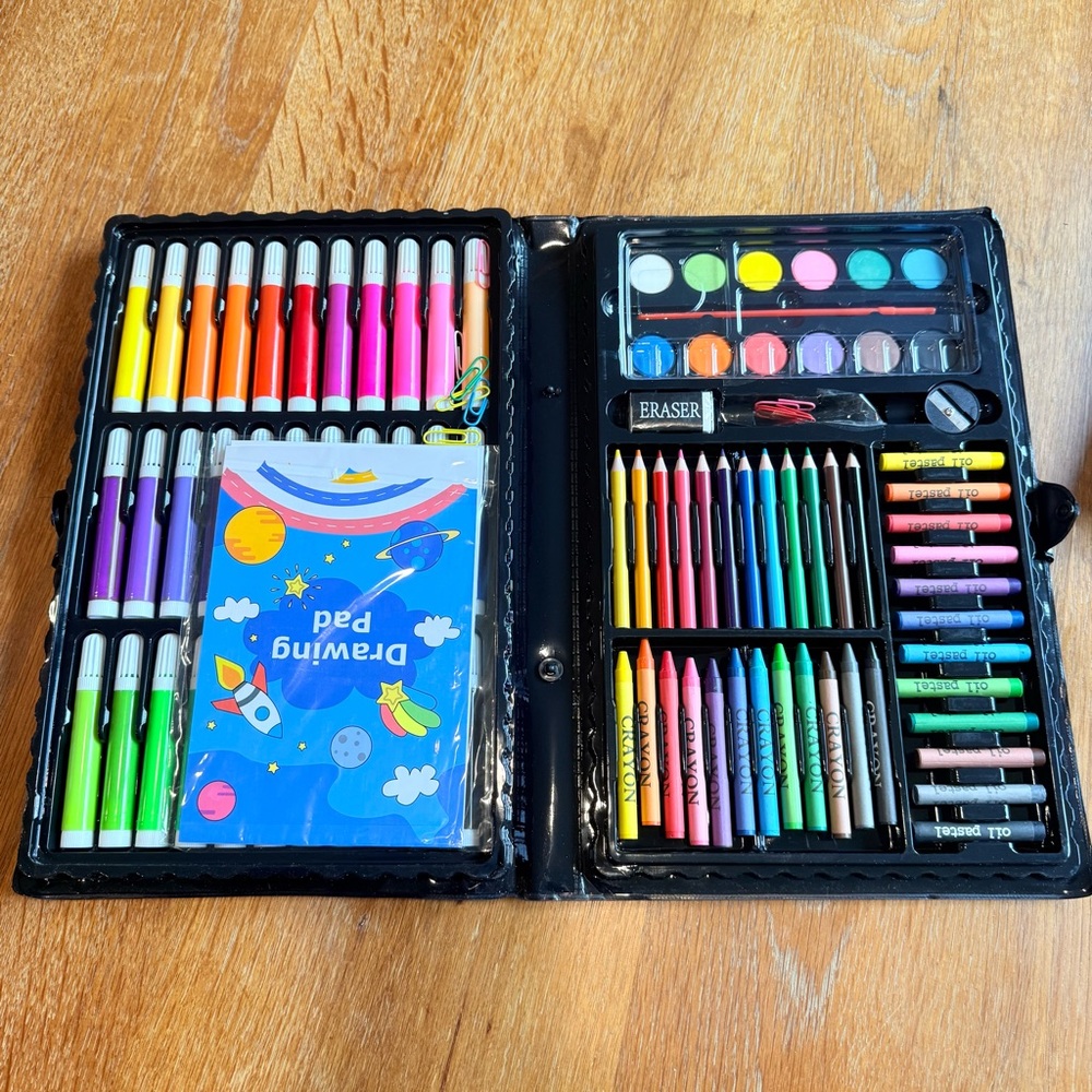 Colorful Art Set with Drawing Pad, Markers, Paints, Crayons, Colored Pencils…NEW